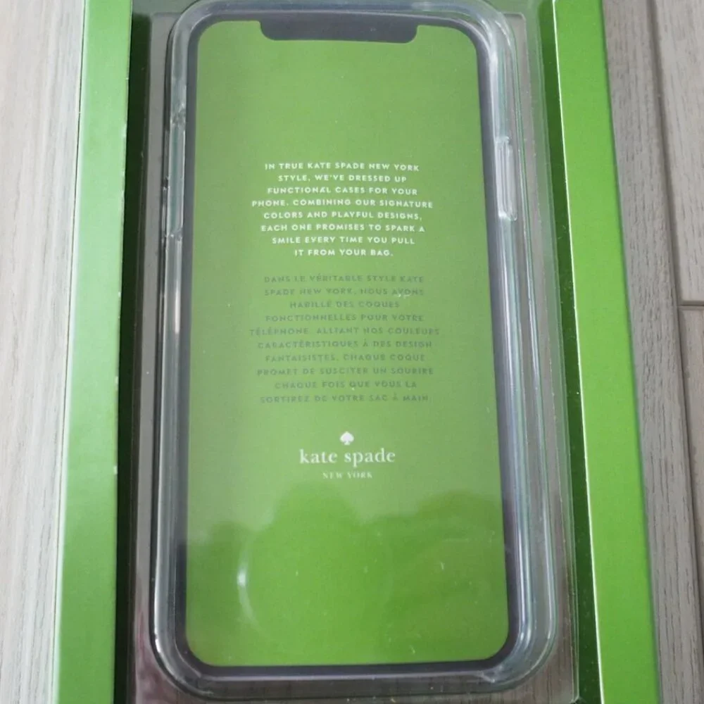 NWT Kate Spade iPhone X & Xs Clear Silver Glitter and clear Protective Case NIB